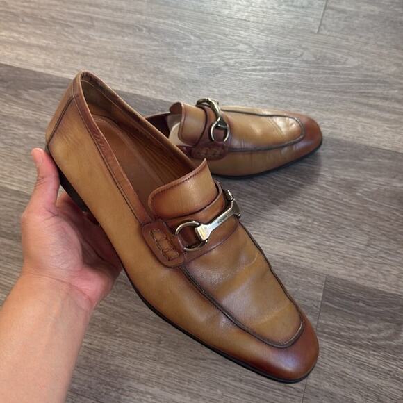 Magnanni Rafa II Apron Men’s Toe Bit Brown Loafers 8M Leather Dress Shoes Office - Picture 1 of 10